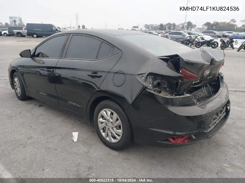 KMHD74LF1KU824536 2019 Hyundai Elantra Se