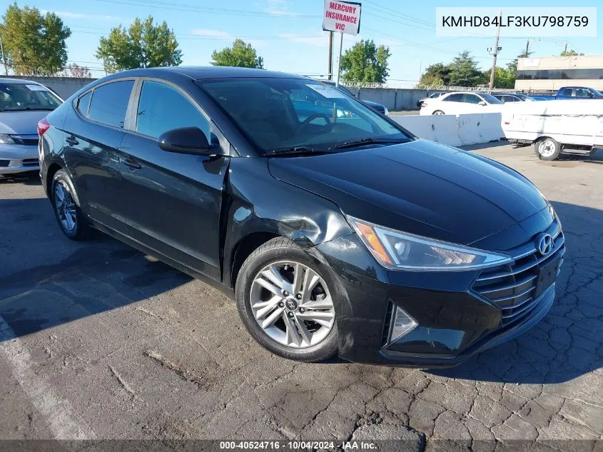 2019 Hyundai Elantra Value Edition VIN: KMHD84LF3KU798759 Lot: 40524716