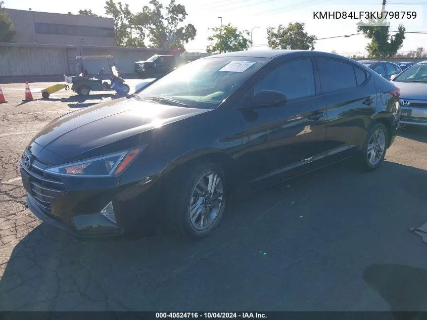 2019 Hyundai Elantra Value Edition VIN: KMHD84LF3KU798759 Lot: 40524716