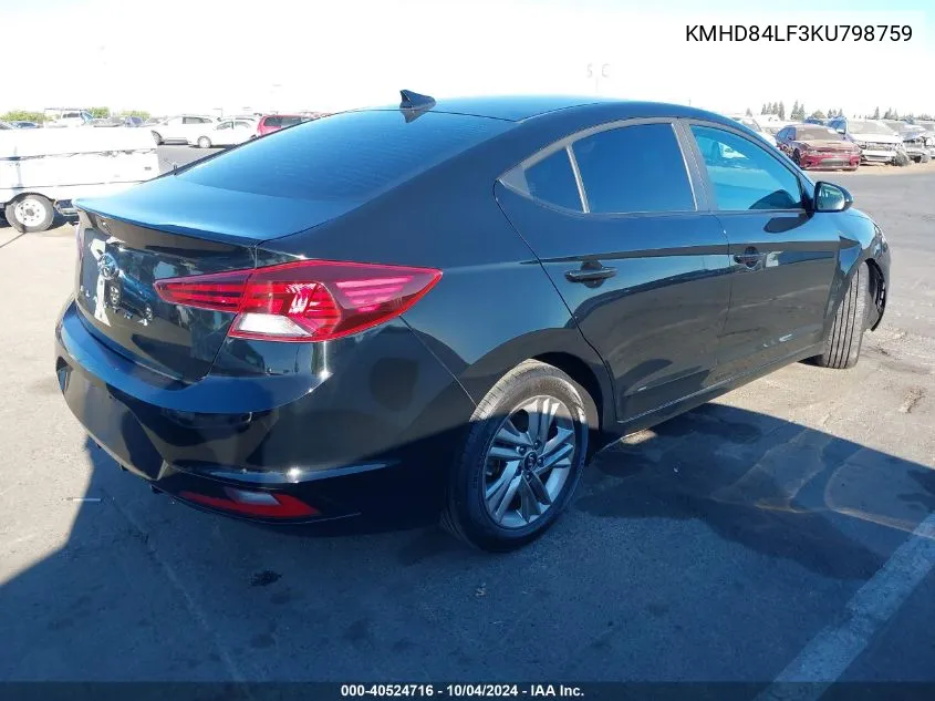 2019 Hyundai Elantra Value Edition VIN: KMHD84LF3KU798759 Lot: 40524716