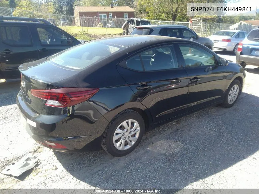 5NPD74LF6KH449841 2019 Hyundai Elantra Se