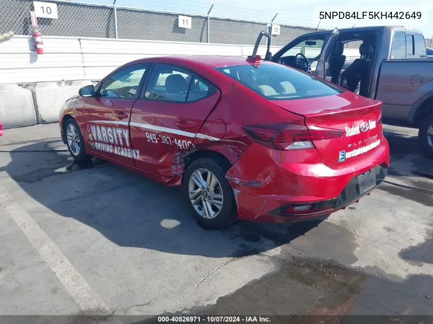 2019 Hyundai Elantra Sel VIN: 5NPD84LF5KH442649 Lot: 40526971