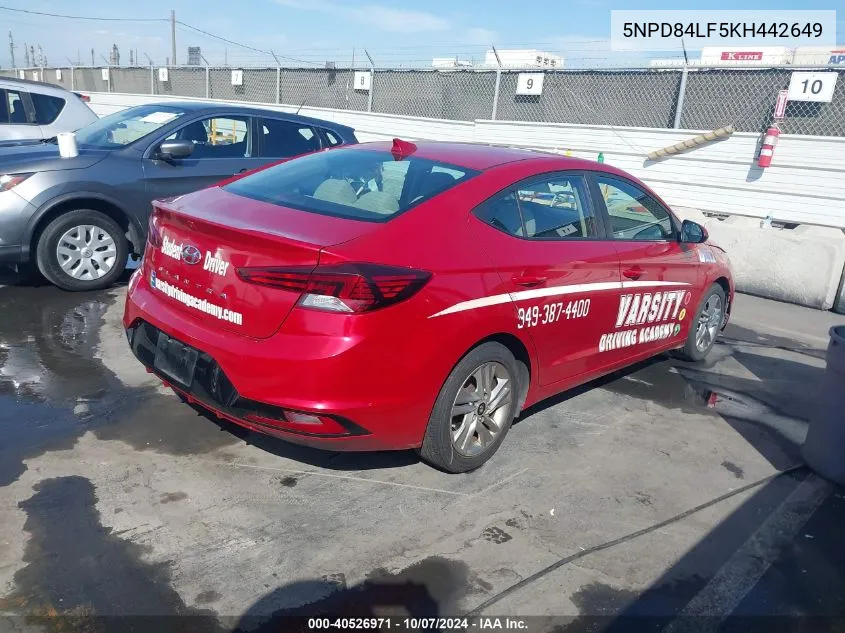 2019 Hyundai Elantra Sel VIN: 5NPD84LF5KH442649 Lot: 40526971