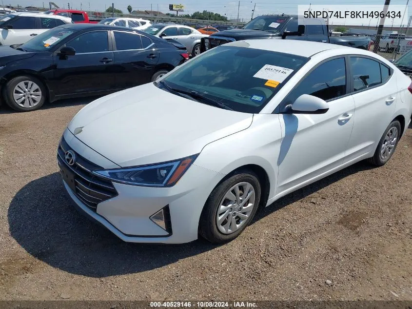 2019 Hyundai Elantra Se VIN: 5NPD74LF8KH496434 Lot: 40529146