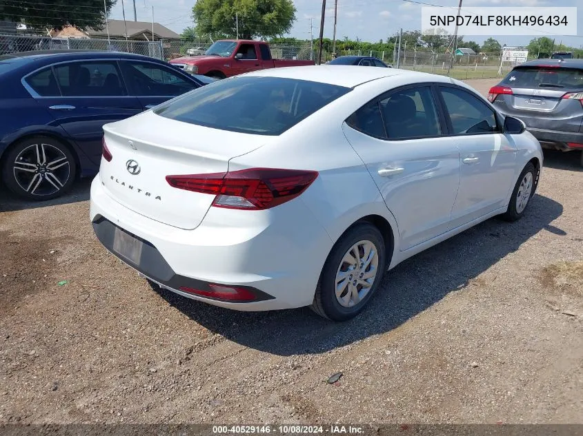 2019 Hyundai Elantra Se VIN: 5NPD74LF8KH496434 Lot: 40529146