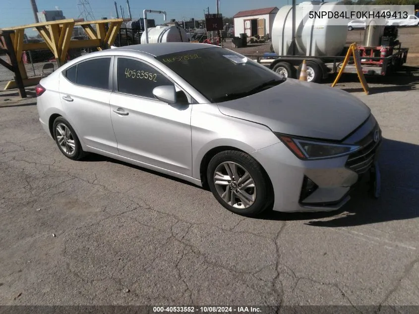 2019 Hyundai Elantra Sel/Value/Limited VIN: 5NPD84LF0KH449413 Lot: 40533552