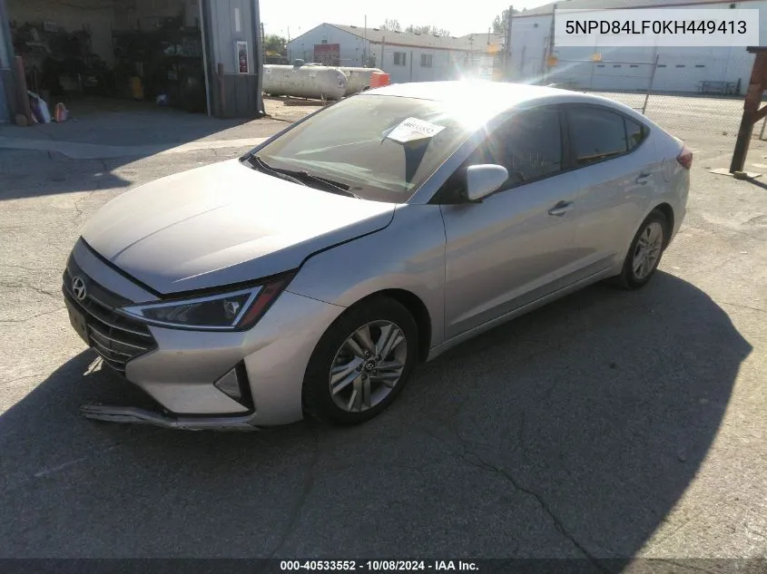 2019 Hyundai Elantra Sel/Value/Limited VIN: 5NPD84LF0KH449413 Lot: 40533552