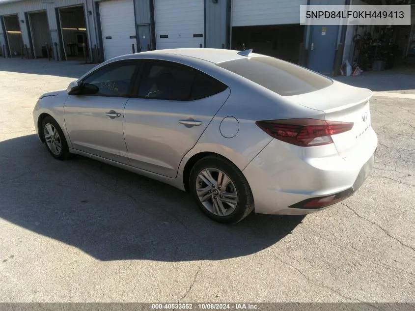 2019 Hyundai Elantra Sel/Value/Limited VIN: 5NPD84LF0KH449413 Lot: 40533552