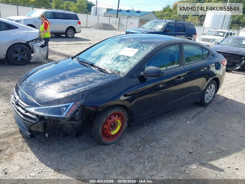 2019 Hyundai Elantra Se VIN: KMHD74LF4KU855649 Lot: 40535099