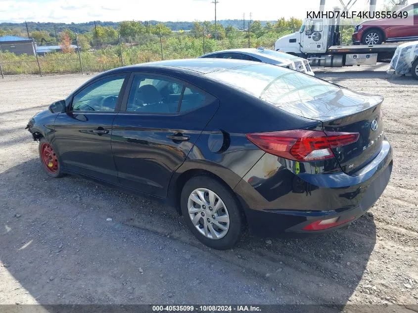 2019 Hyundai Elantra Se VIN: KMHD74LF4KU855649 Lot: 40535099