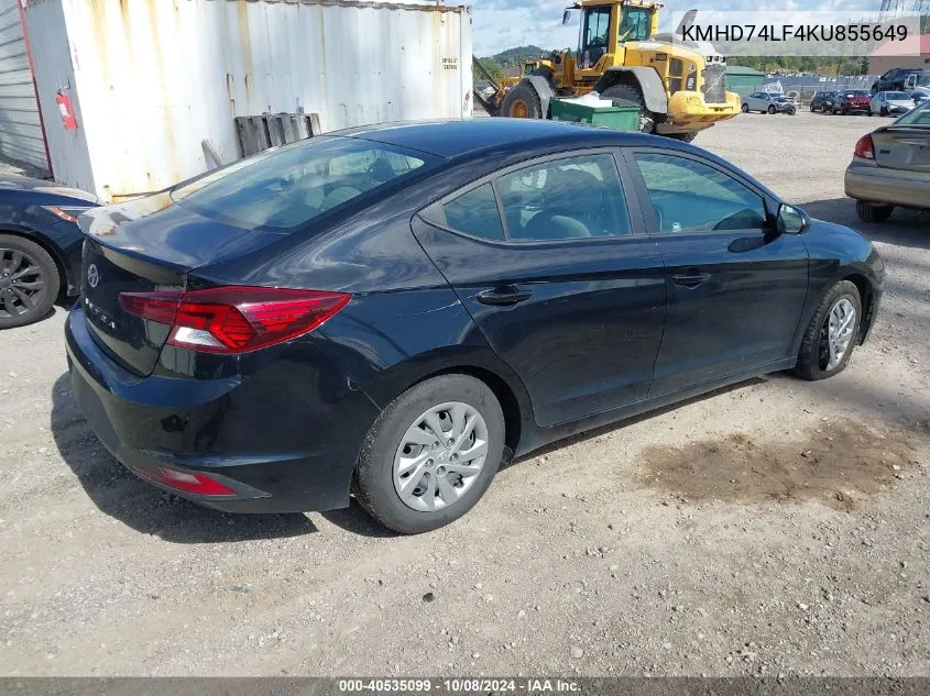 2019 Hyundai Elantra Se VIN: KMHD74LF4KU855649 Lot: 40535099