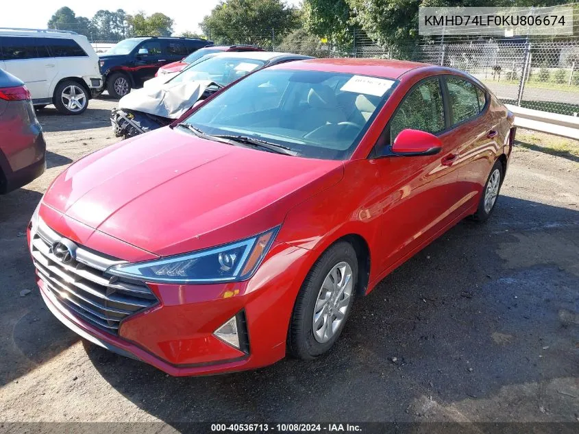 2019 Hyundai Elantra Se VIN: KMHD74LF0KU806674 Lot: 40536713