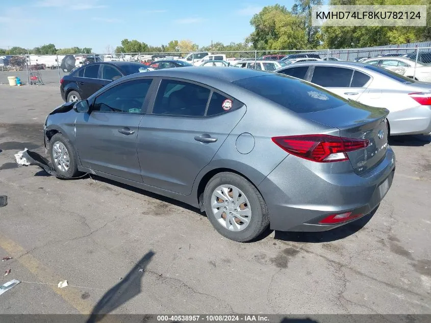 2019 Hyundai Elantra Se VIN: KMHD74LF8KU782124 Lot: 40538957