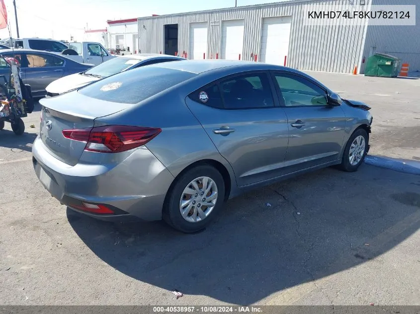 2019 Hyundai Elantra Se VIN: KMHD74LF8KU782124 Lot: 40538957