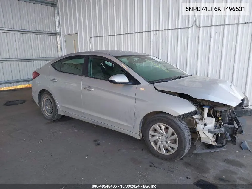 2019 Hyundai Elantra Se VIN: 5NPD74LF6KH496531 Lot: 40546485