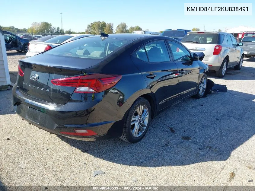 2019 Hyundai Elantra Value Edition VIN: KMHD84LF2KU838491 Lot: 40549539