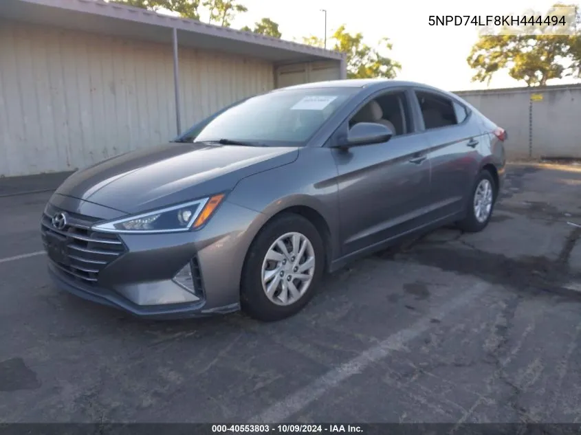 2019 Hyundai Elantra Se VIN: 5NPD74LF8KH444494 Lot: 40553803