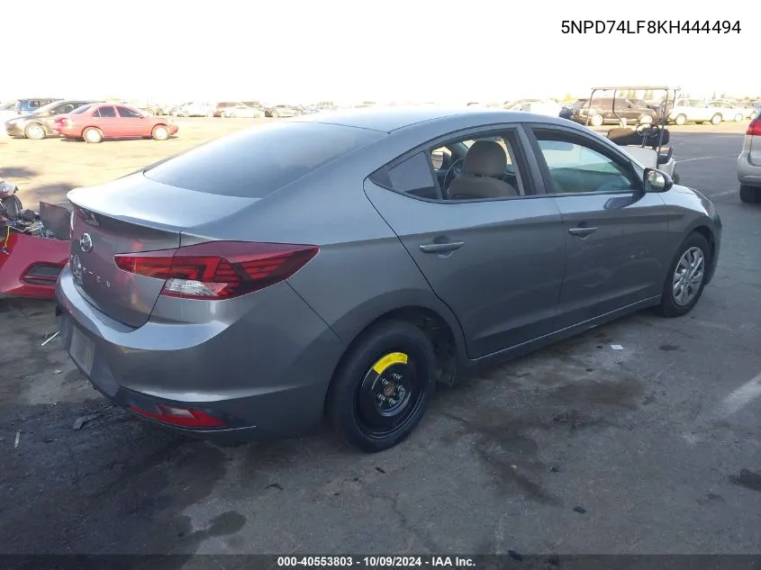 2019 Hyundai Elantra Se VIN: 5NPD74LF8KH444494 Lot: 40553803