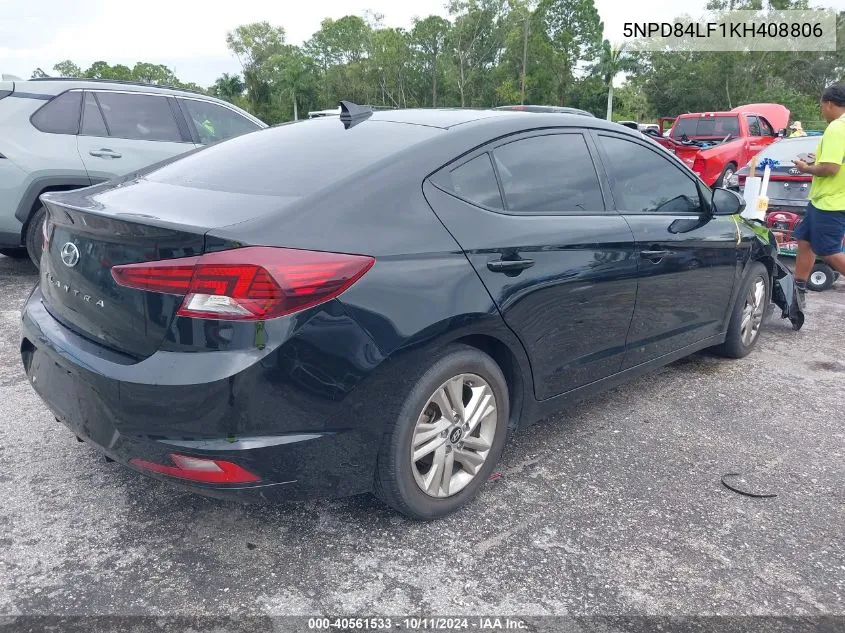 2019 Hyundai Elantra Sel/Value/Limited VIN: 5NPD84LF1KH408806 Lot: 40561533