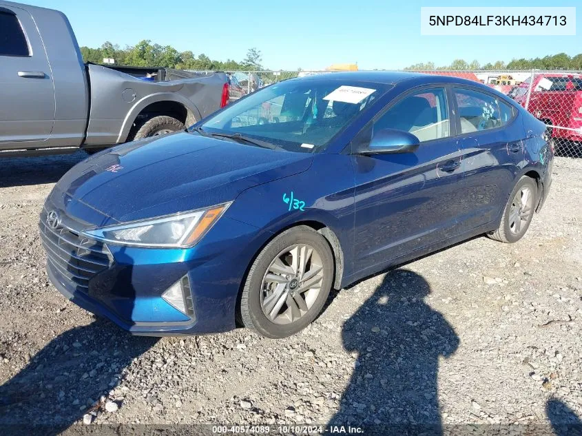 2019 Hyundai Elantra Sel VIN: 5NPD84LF3KH434713 Lot: 40574089