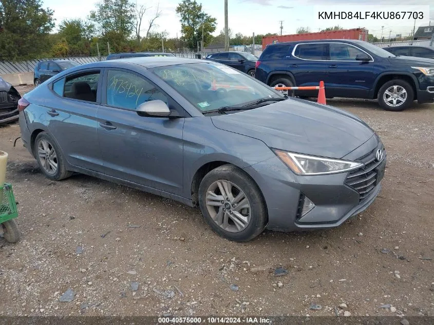 2019 Hyundai Elantra Sel/Value/Limited VIN: KMHD84LF4KU867703 Lot: 40575000