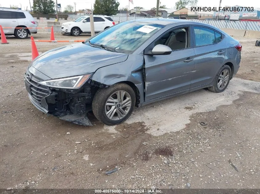 2019 Hyundai Elantra Sel/Value/Limited VIN: KMHD84LF4KU867703 Lot: 40575000