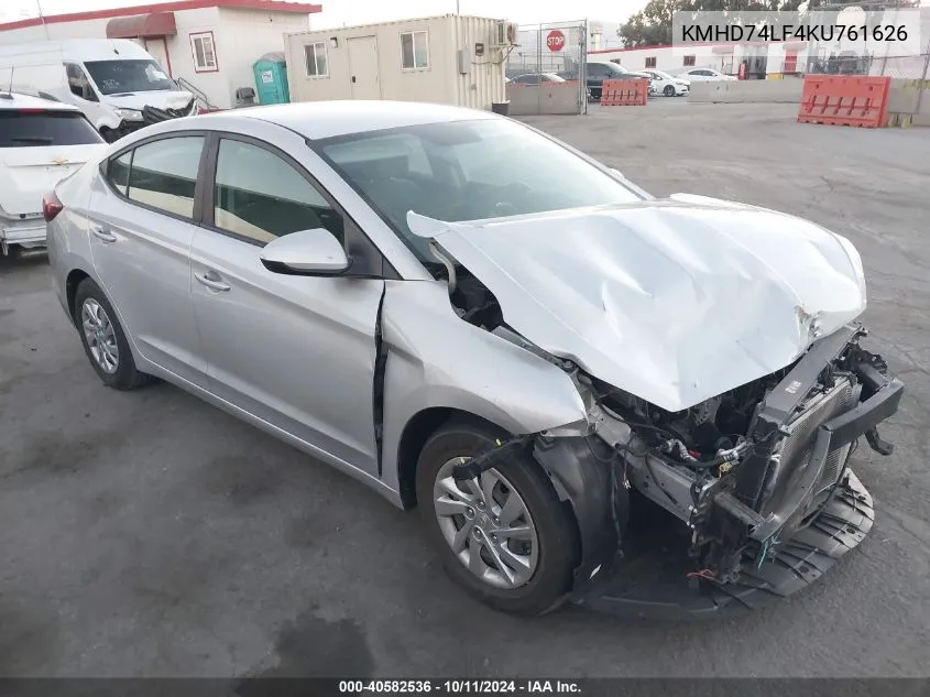 KMHD74LF4KU761626 2019 Hyundai Elantra Se