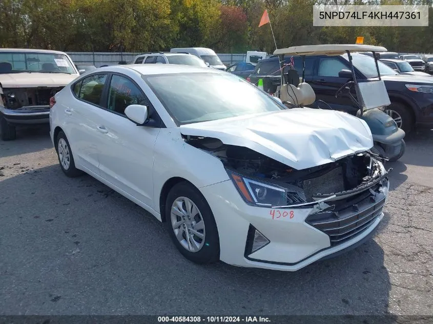 2019 Hyundai Elantra Se VIN: 5NPD74LF4KH447361 Lot: 40584308