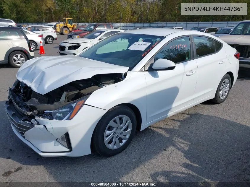 2019 Hyundai Elantra Se VIN: 5NPD74LF4KH447361 Lot: 40584308