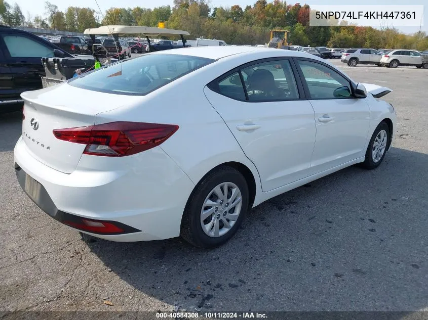 2019 Hyundai Elantra Se VIN: 5NPD74LF4KH447361 Lot: 40584308