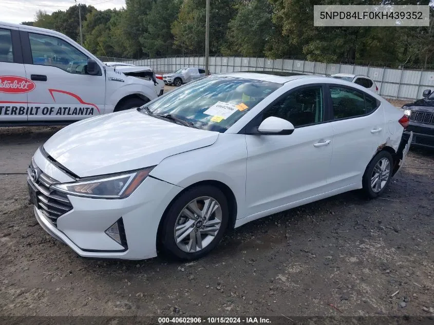 2019 Hyundai Elantra Value Edition VIN: 5NPD84LF0KH439352 Lot: 40602906