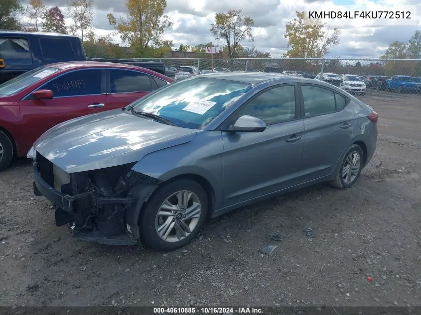 2019 Hyundai Elantra Sel VIN: KMHD84LF4KU772512 Lot: 40610885