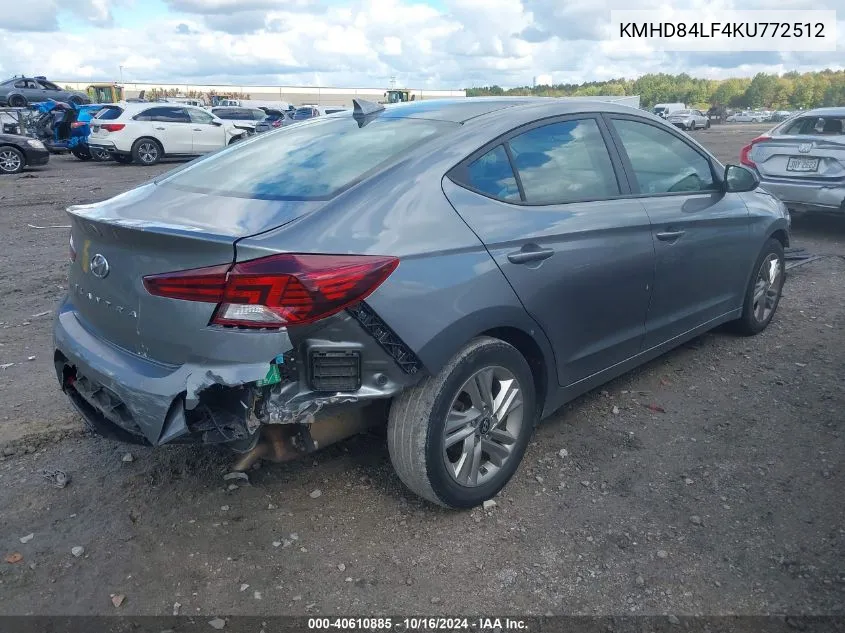 KMHD84LF4KU772512 2019 Hyundai Elantra Sel