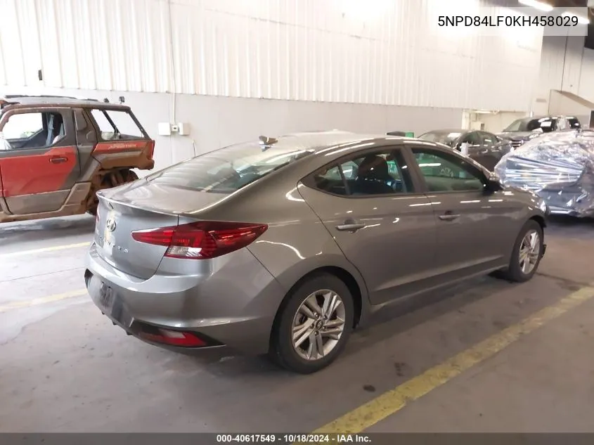 2019 Hyundai Elantra Sel VIN: 5NPD84LF0KH458029 Lot: 40617549