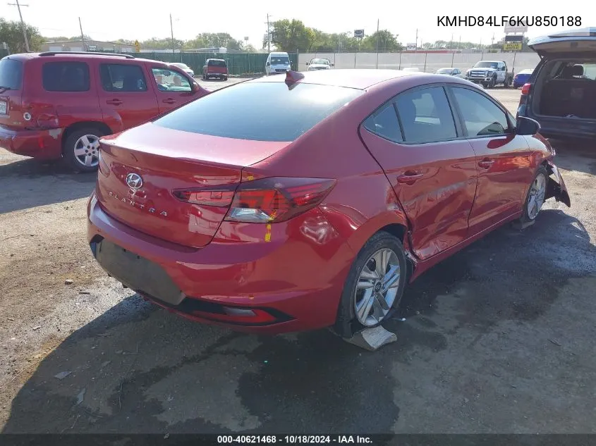 2019 Hyundai Elantra Value Edition VIN: KMHD84LF6KU850188 Lot: 40621468