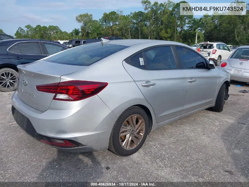 2019 Hyundai Elantra Sel VIN: KMHD84LF9KU743524 Lot: 40626934