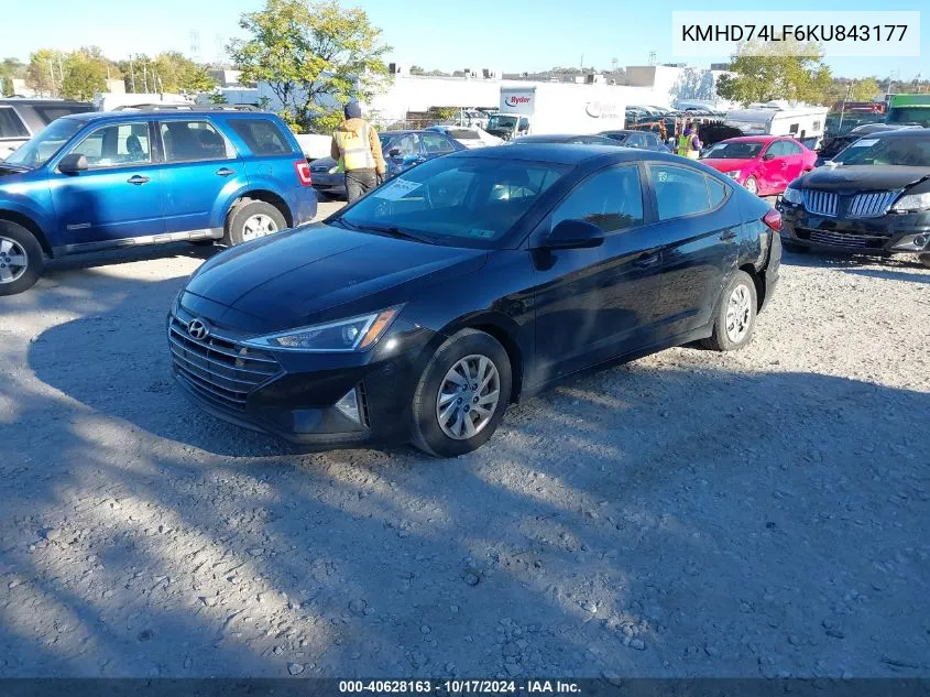 2019 Hyundai Elantra Se VIN: KMHD74LF6KU843177 Lot: 40628163