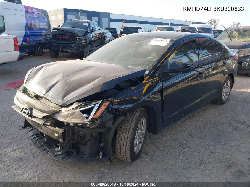 2019 Hyundai Elantra Se VIN: KMHD74LF8KU800833 Lot: 40628519