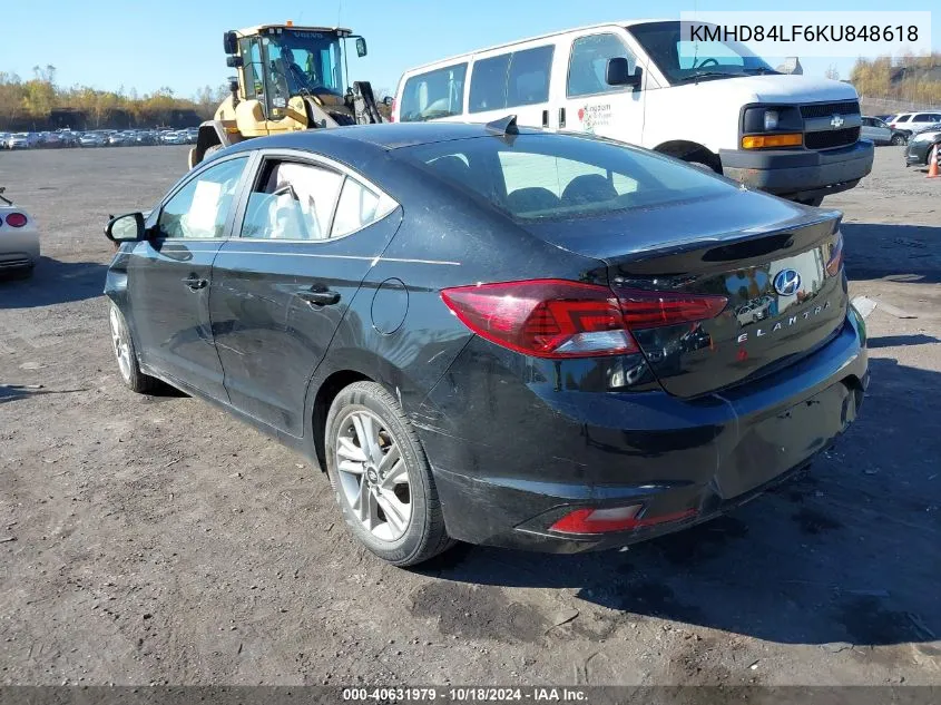 2019 Hyundai Elantra Sel VIN: KMHD84LF6KU848618 Lot: 40631979