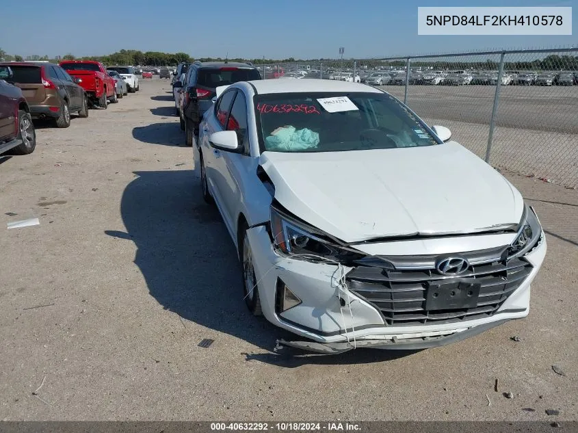 2019 Hyundai Elantra Sel VIN: 5NPD84LF2KH410578 Lot: 40632292