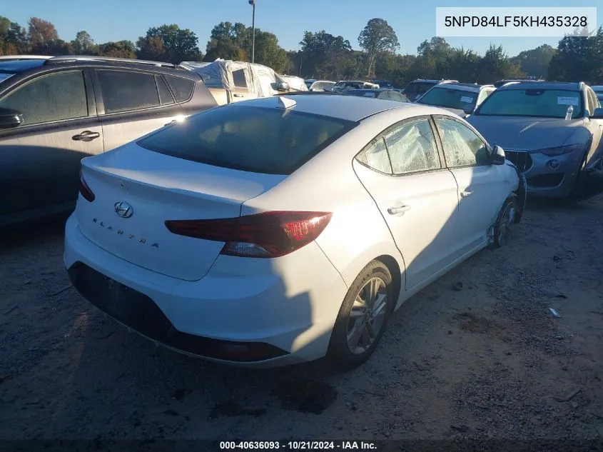 2019 Hyundai Elantra Sel/Value/Limited VIN: 5NPD84LF5KH435328 Lot: 40636093