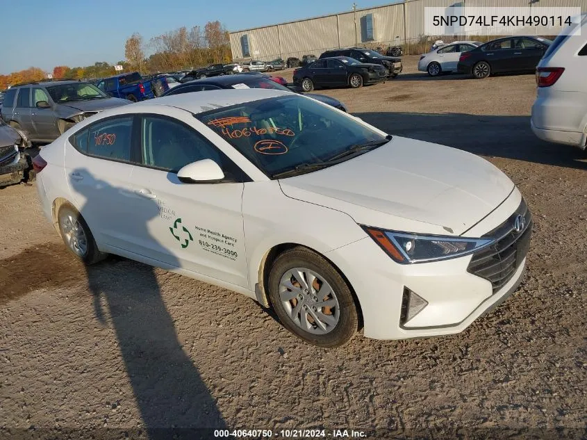 2019 Hyundai Elantra Se VIN: 5NPD74LF4KH490114 Lot: 40640750