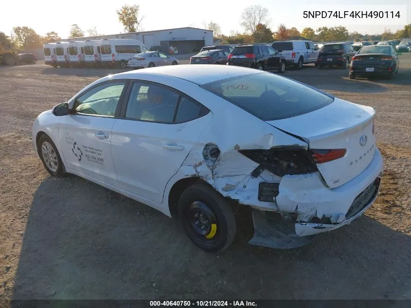 5NPD74LF4KH490114 2019 Hyundai Elantra Se