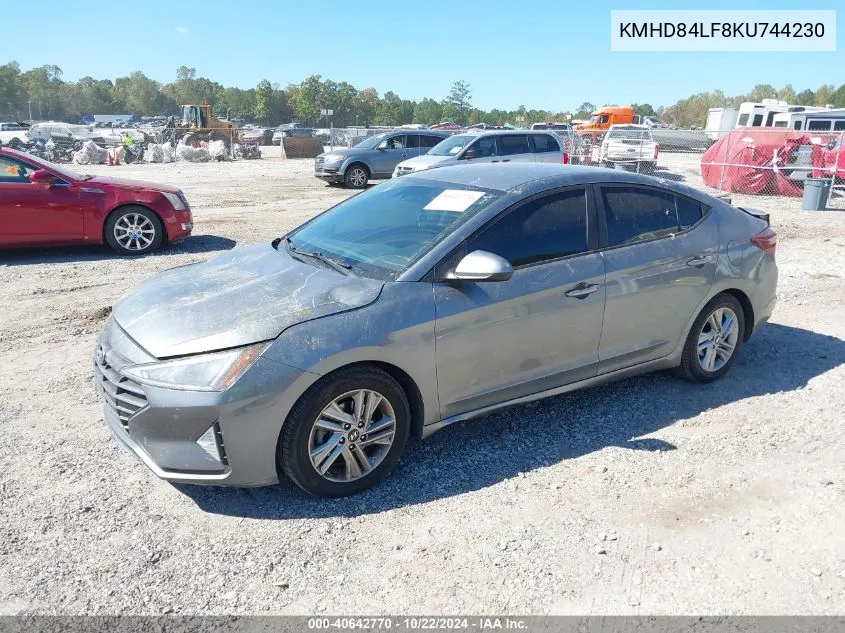 2019 Hyundai Elantra Sel VIN: KMHD84LF8KU744230 Lot: 40642770