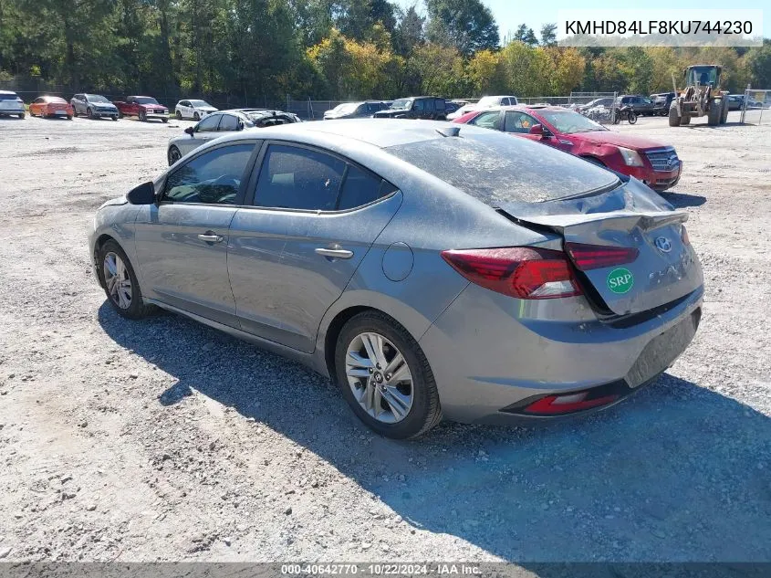 2019 Hyundai Elantra Sel VIN: KMHD84LF8KU744230 Lot: 40642770