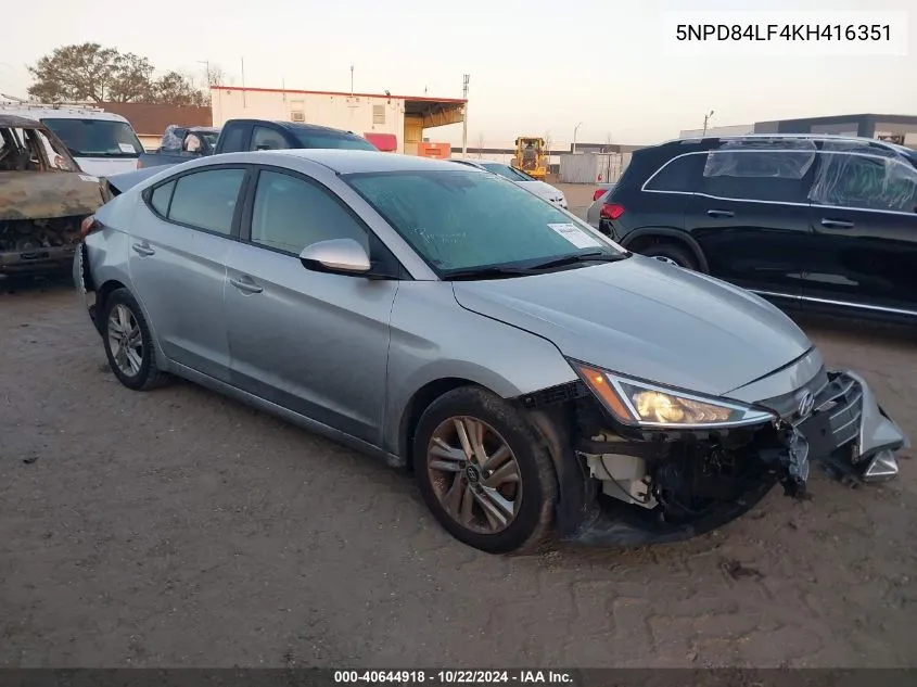 2019 Hyundai Elantra Sel VIN: 5NPD84LF4KH416351 Lot: 40644918