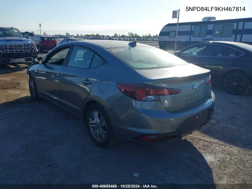 2019 Hyundai Elantra Sel VIN: 5NPD84LF9KH467814 Lot: 40655469