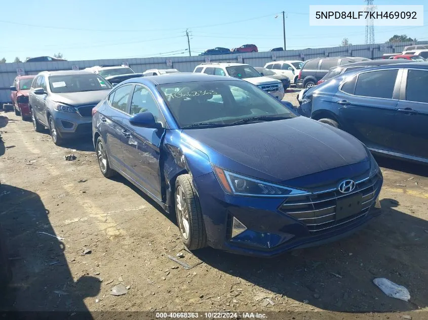 2019 Hyundai Elantra Sel VIN: 5NPD84LF7KH469092 Lot: 40668363