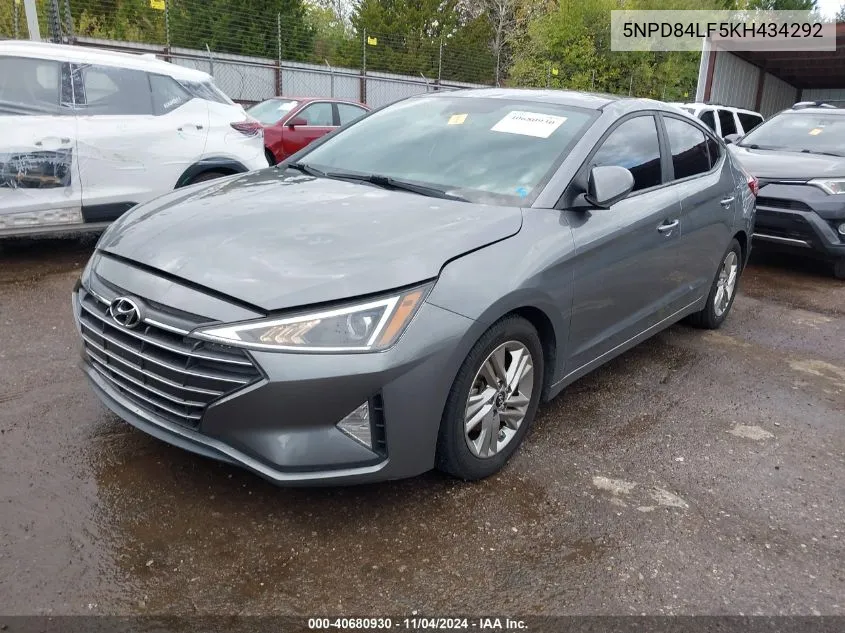 2019 Hyundai Elantra Sel VIN: 5NPD84LF5KH434292 Lot: 40680930