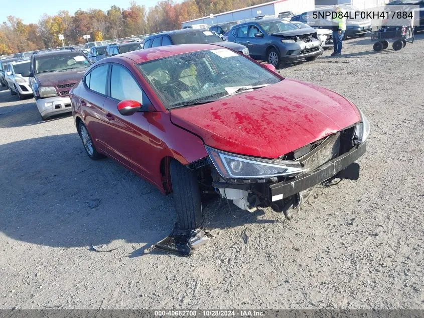 2019 Hyundai Elantra Sel/Value/Limited VIN: 5NPD84LF0KH417884 Lot: 40682708